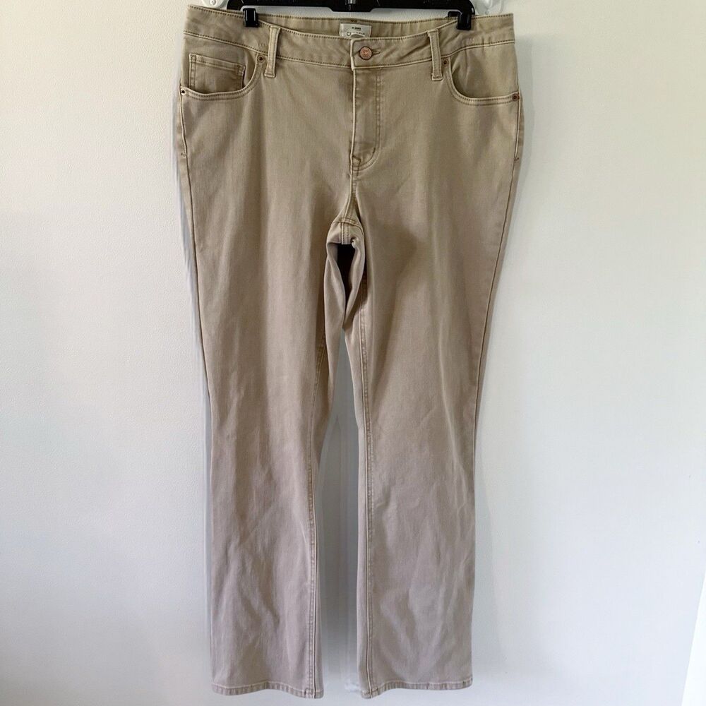 M Jeans by Maurices Jeans Classic Mid Rise Slim Boot Khaki Tan Stretch 14W Women